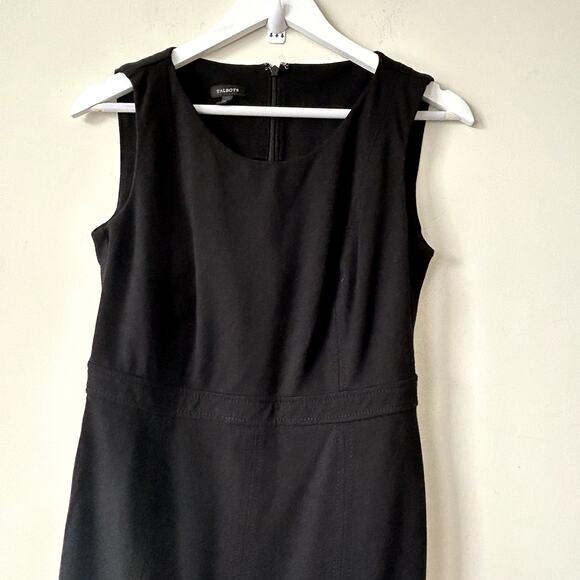 Talbots Sheath Dress Size 4 Career Workwear Minimalist Ponte Stretch Black Zip - Picture 2 of 6